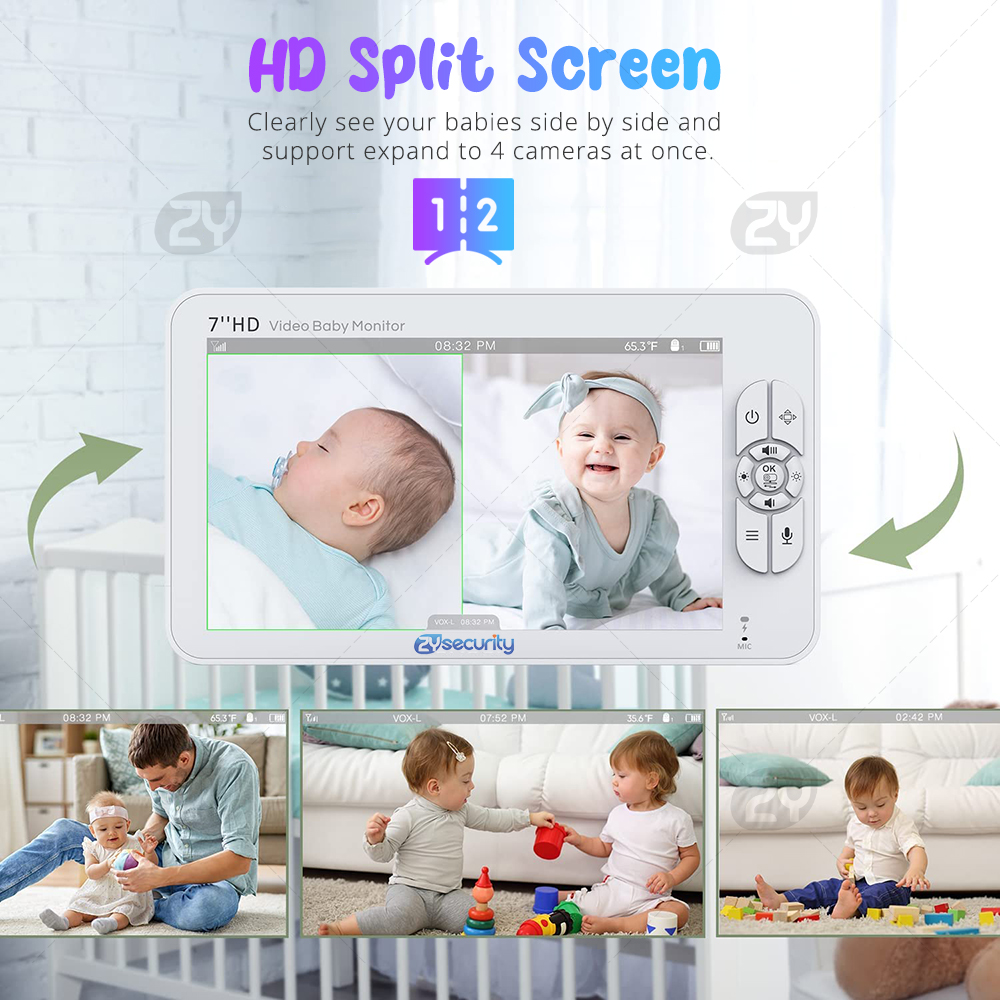 7.0 inch Video Baby Monitor HD - Zoom Audio Music ulasan dan harga