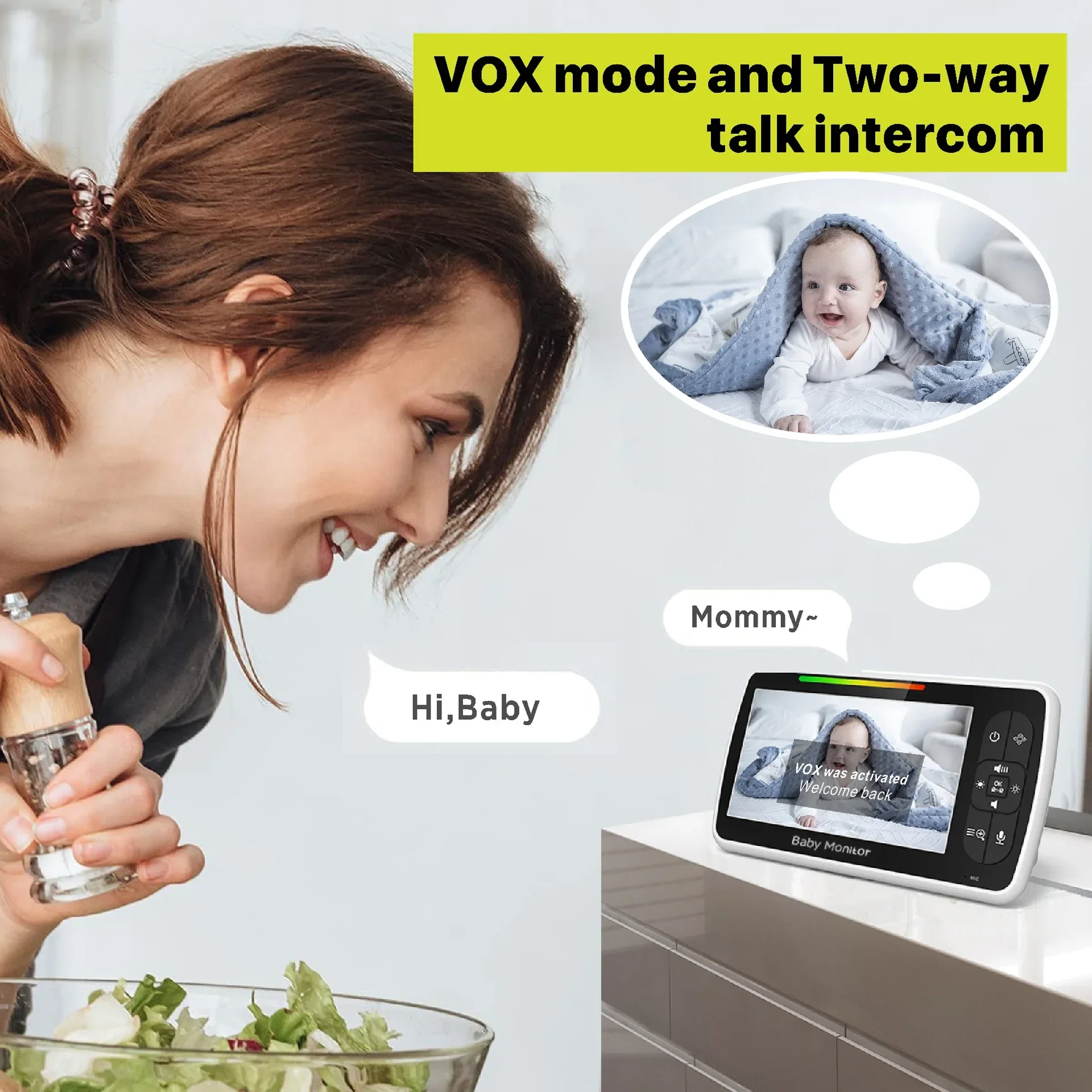 5.0 Inch Video Baby Monitor Wi - Zoom Audio Music ulasan dan harga