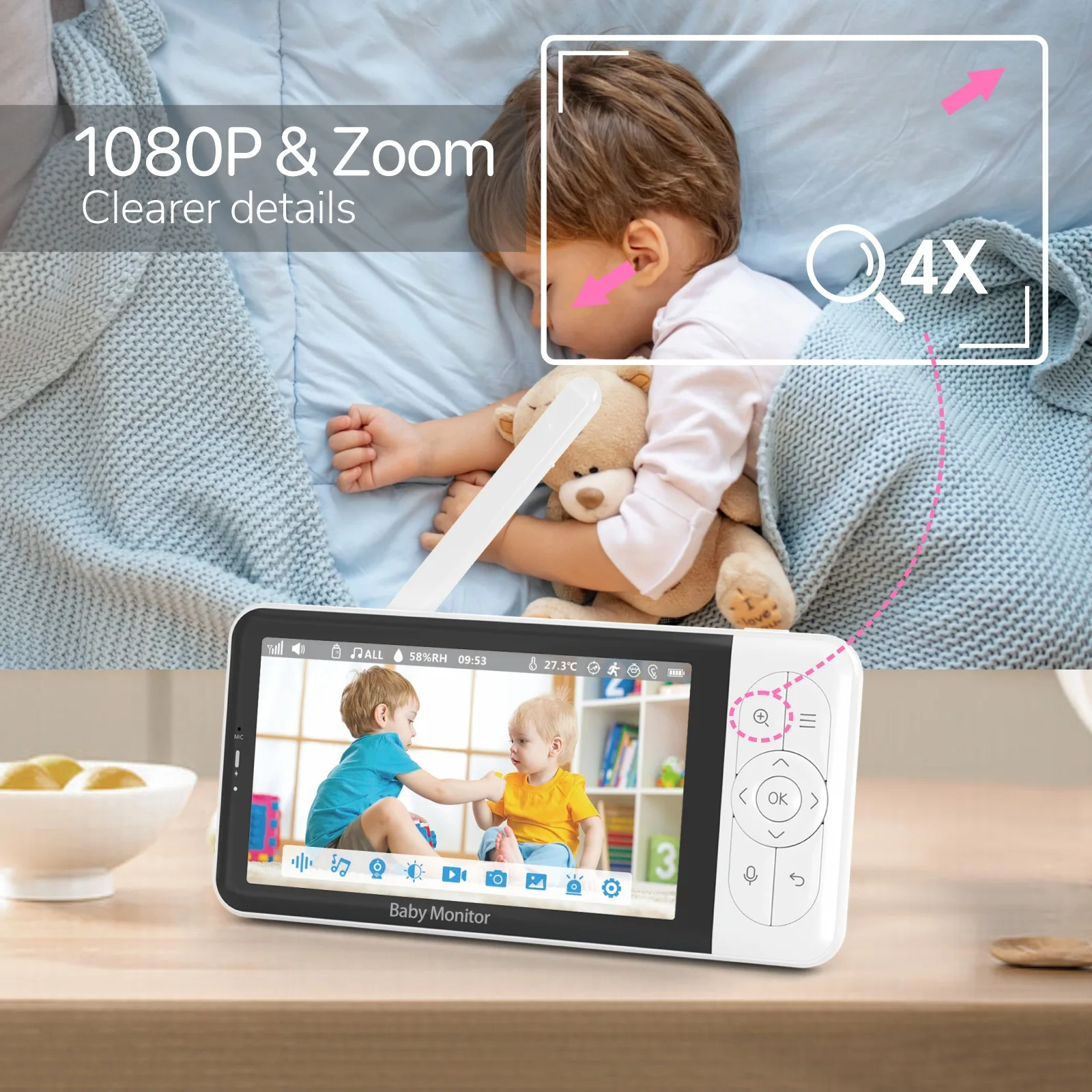 5 Inch Video Baby Monitor with - Zoom Audio Music ulasan dan harga