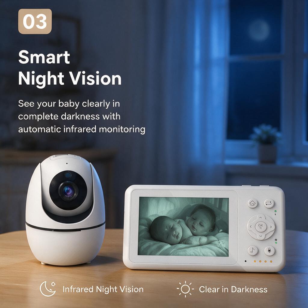 3.2 Inch Baby Monitor with PTZ - Zoom Audio Music ulasan dan harga