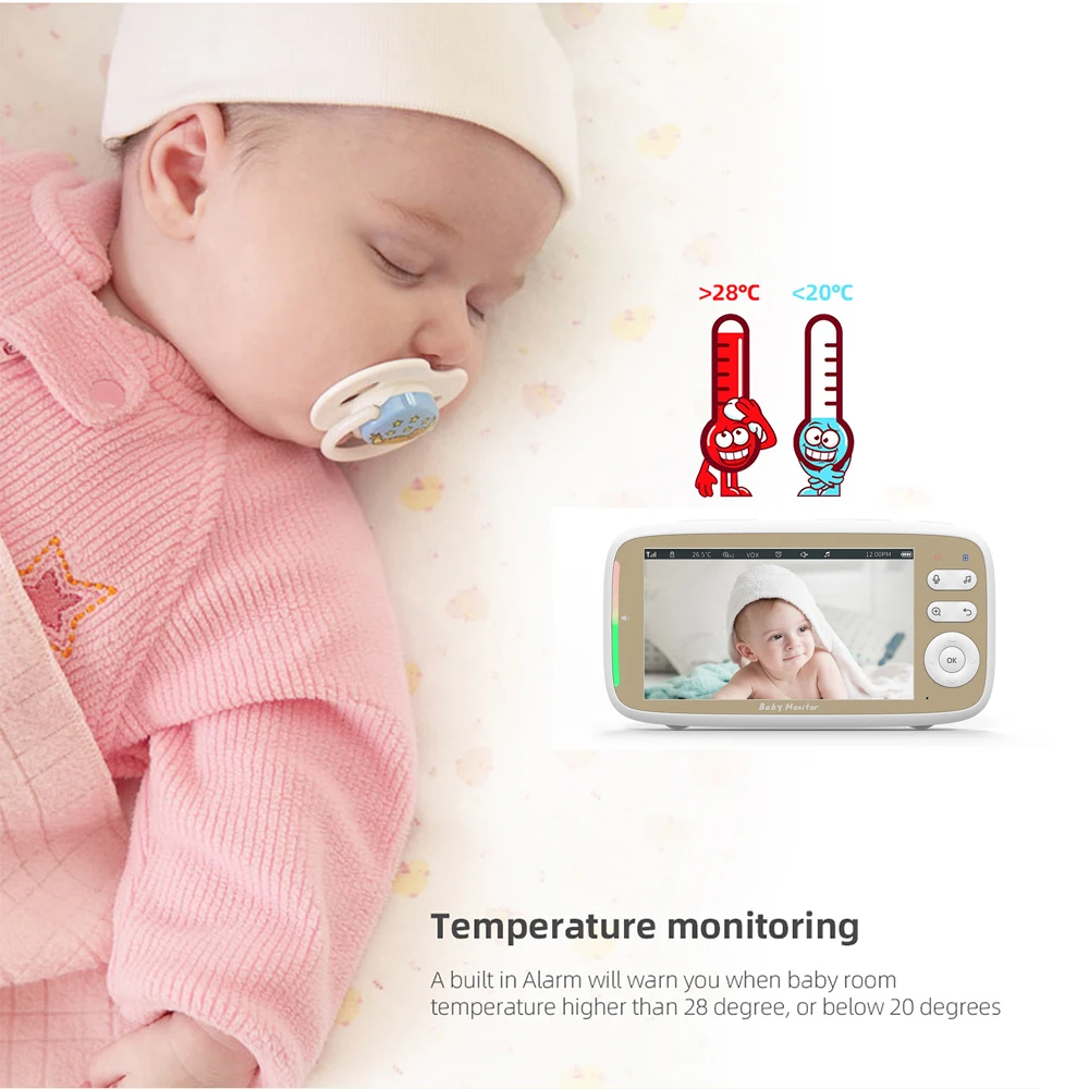 5 Inch Indoor Baby Monitor wit - Zoom Audio Music ulasan dan harga