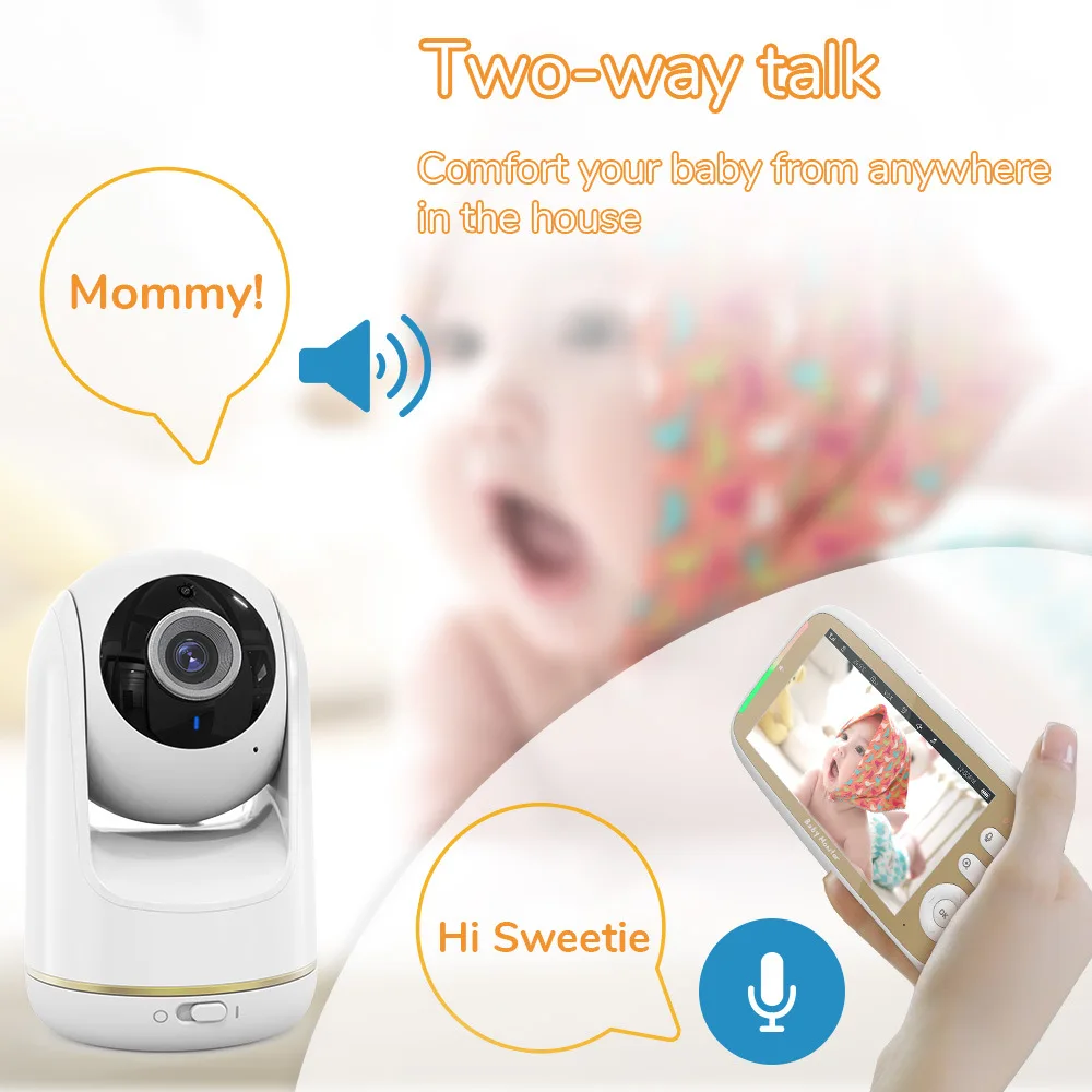 5 Inch Indoor Baby Monitor wit - Zoom Audio Music ulasan dan harga