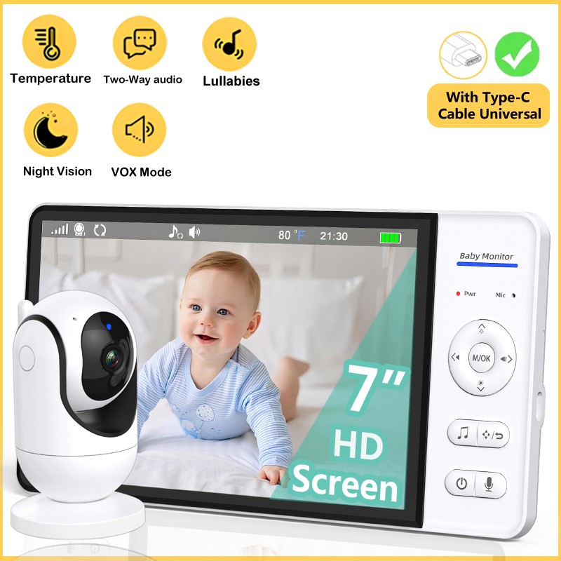 No WiFi 7 Inch Baby Monitor 2- - Zoom Audio Music ulasan dan harga