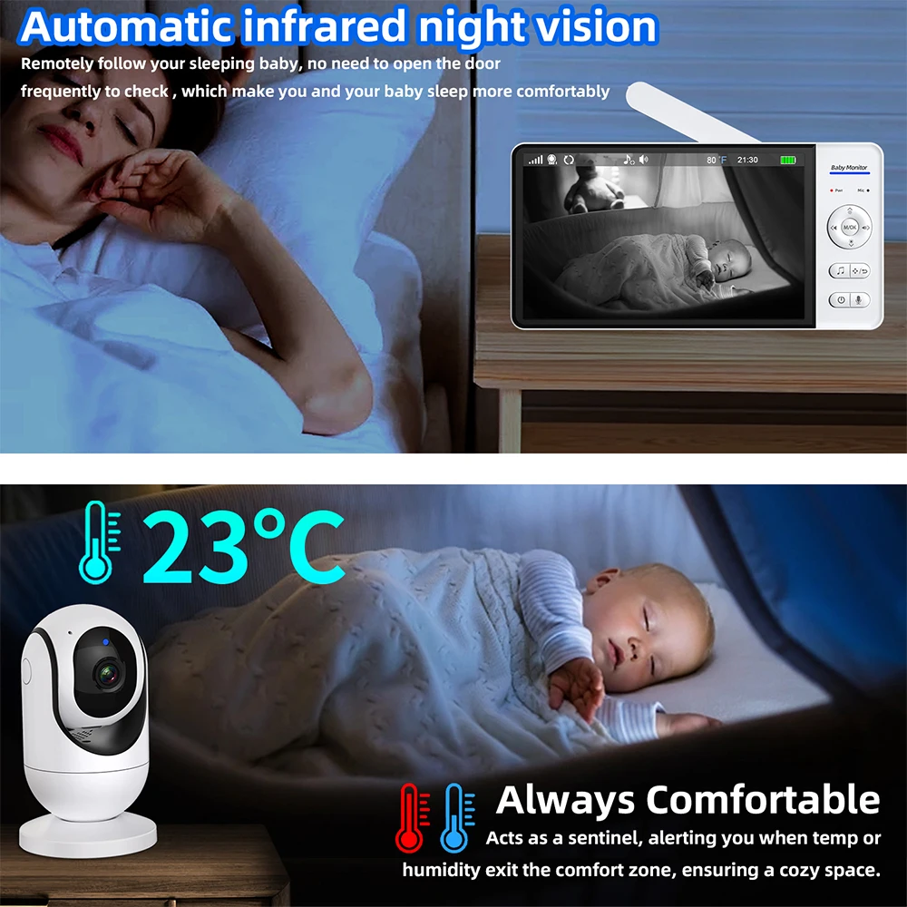 No WiFi 7 Inch Baby Monitor 2- - Zoom Audio Music ulasan dan harga