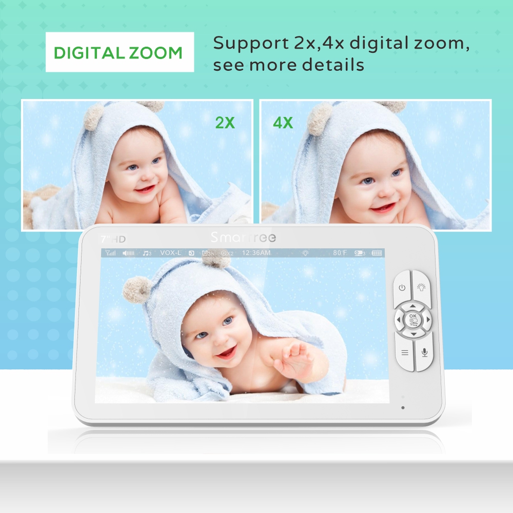 7.0 Inch HD Video Baby Monitor - Zoom Audio Music ulasan dan harga
