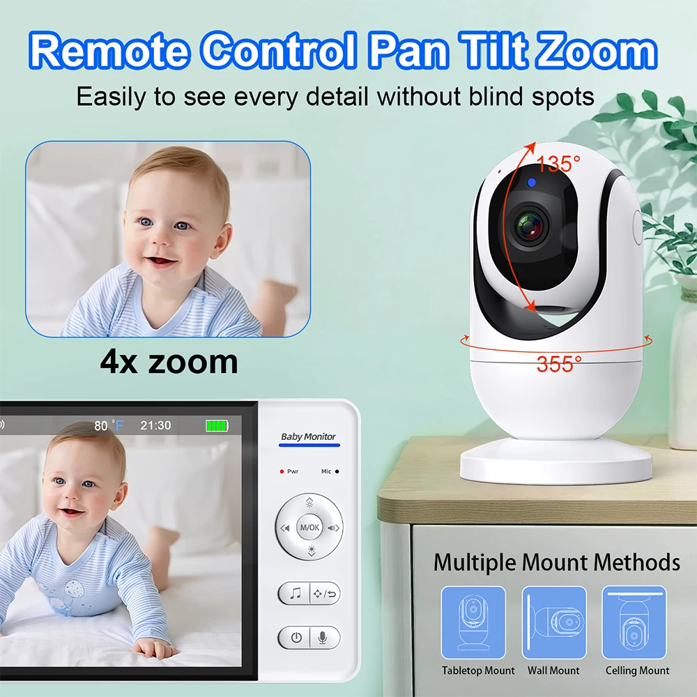 7 Inch Video Baby Monitor Nigh - Zoom Audio Music ulasan dan harga